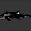 Fierce Black Mythical Creature With Antler Like Spikes Red Dots Open Mouth And Sharp Fangs