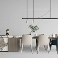 Modern Dining Table and Chair Combination Simple Dining Table and Chair Combination 3d model