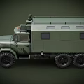 Military Green Off Road Truck with Six Wheels Roof Equipment and Side Windows