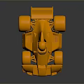 Orange 3D Racing Car Model With Streamlined Design And Rear Wing