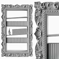 Ornate Golden Framed Bookshelf With Black Books And Decorative Carvings