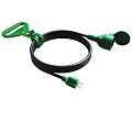 Green Extension Cord With Black Cable Plug Socket And Clip Design 3d model