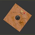Futuristic Sci Fi Tower With Orange Lava Like Ground And Red Yellow Spheres