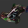 Futuristic Race Car With Sleek Metal Frame And Black Wheels Design