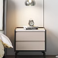Modern Nightstand With Two Drawers Alarm Clock And Ezra Stoler Book 3d model