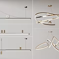 Modern Chandelier Designs With Linear Curved And Multi Light Elements For Interior Decoration 3d model