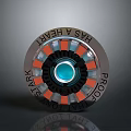 Circular Decorative Emblem With Blue Center Orange Black Stripes Silver Ring And Text Elements 3d model