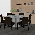 Modern Dining Table and Chair 3d model