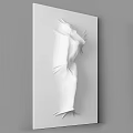 Abstract Painting With White Background And 3D Sculptural Human Figure Design