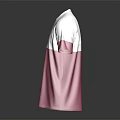 Short Sleeve T Shirt With White And Pink Block Color Casual Style