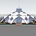 Elegant Detached Villa With Domed Roof And Blue White Decorative Patterns