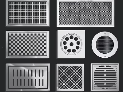 Stainless Steel Bathroom Shower Drains With Various Grid Circular Slotted Patterns 3d model