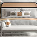 Elegant Bedroom Interior Design With Decorative Cherry Blossom Wall And Wooden Nightstands Table Lamps