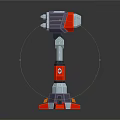 Futuristic Mechanical Weapon with Red and Gray Design Modern Structure and Sturdy Support Base