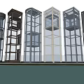 Modern Glass Elevators Architectural Design With Water Reflection And Metal Frames 3d model