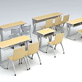Wooden Top Tables With Metal Frame Chairs For Classroom Furniture Setup