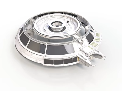 Detailed Futuristic Circular Metallic Structure With Ring Layers And Mechanical Arms 3d model