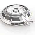 Detailed Futuristic Circular Metallic Structure With Ring Layers And Mechanical Arms