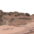 Scenic Desert Landscape With Rugged Mountain Range And Golden Sunset Sky