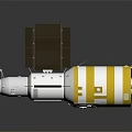 White And Yellow Spacecraft Module Equipment With Solar Panels And Antennas