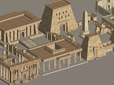 Detailed Ancient Egyptian Architectural Complex With Temples Pyramids And Obelisks 3d model