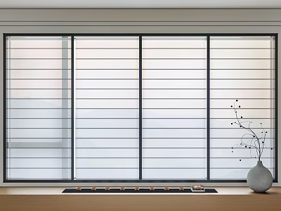 Modern White Horizontal Slat Curtains For Living Room Window Decoration 3d model