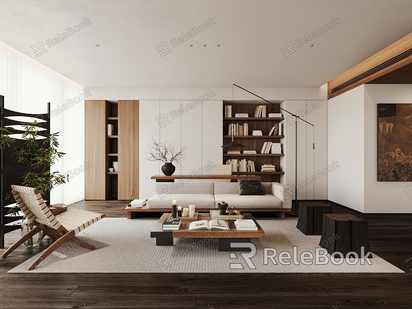 Modern Log Middle Style Living Room Log Middle Ancient Living Room model