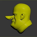 3D Animated Character Head With Bald Features And Serious Facial Expression 3d model