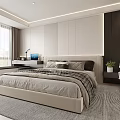 Modern Bedroom Interior Design With Bed Nightstand Window Curtains Desk And Rug