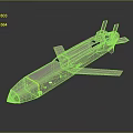 3D Model of Streamlined Metallic Missile With Yellow Stripe Wings and Tail Fins