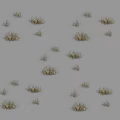 Dry Grass Clumps Scattered in Various Sizes on Gray Background 3d model