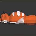 Low Poly Style Orange And White Fox Lying Down 3D Model Design 3d model
