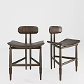 Modern Wooden Dining Chairs With Striped Backrest And Curved Woven Seat