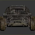 Rusty Modified Off Road Car With Large Tires Exposed Frame And Worn Body 3d model