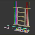 Complete Billiard Sports Equipment Including Pool Cue Rack Cues Balls And Triangle