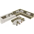 Comfortable Modern Sectional Sofa in Various Colors with Cushions and Ottoman
