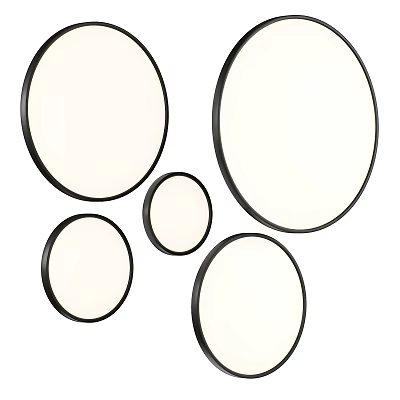 Multiple Circular Mirrors with Black Frames Stylish Design for Modern Home Wall Decor 3d model