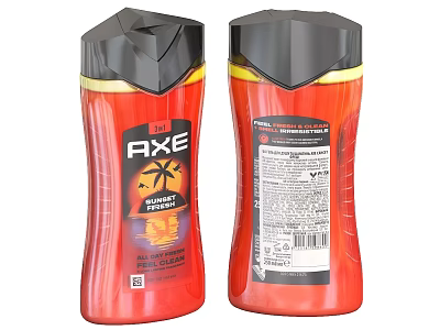Axe Forest Fresh Shower Gel In Red Bottle With Black Cap 3d model