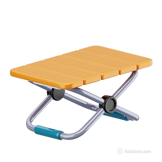 Sturdy Orange Folding Stool with Metal Frame and Lightweight Portable Design 3d model 