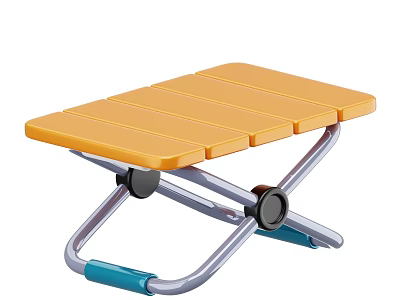 Sturdy Orange Folding Stool with Metal Frame and Lightweight Portable Design 3d model
