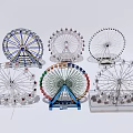 Multiple Ferris Wheels With Various Designs For Amusement Park Equipment 3d model