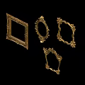 Classic Ornate Golden Picture Frames With Decorative Patterns And Various Shapes 3d model