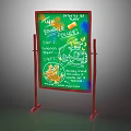 Interactive Digital Drawing Board With Red Stand And Hand Drawn Digital Artworks