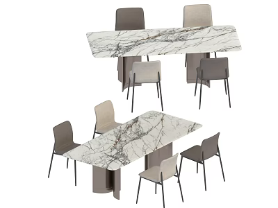 Modern Dining Tables With Marble Tops And Matching Dining Chairs Set 3d model
