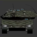 Modern Military Tank With Camouflage Paint Large Cannon And Metal Tracks
