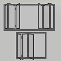 Decorative Black Foldable Frames With Open Glass Panels On White Wall 3d model