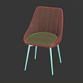 Brown Leather Leisure Chair With Vertical Striped Backrest And Metal Legs