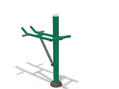 Outdoor Fitness Sports Equipment With Green Pole And Horizontal Bars For Training 3d model