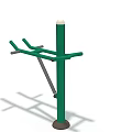 Outdoor Fitness Sports Equipment With Green Pole And Horizontal Bars For Training