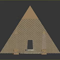 Scenic Ancient Pyramid Landscape Featuring Brick Structure Golden Top Stone Pillars and Entrance